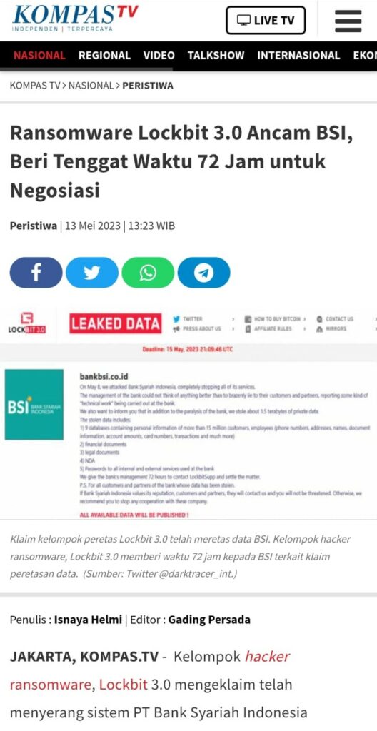 atika keamanan informasi - kompas.com ransomware lockbit ancam BSI